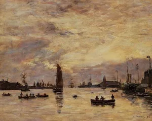 Le Havre, l'avant-port by Eugene-Louis Boudin Oil Painting