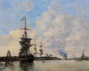 Le Havre, L'Avant Port by Eugene-Louis Boudin Oil Painting