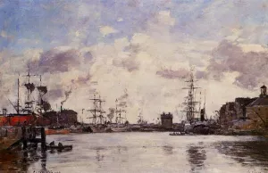 Le Havre, Le Bassin de la Barre Oil painting by Eugene-Louis Boudin