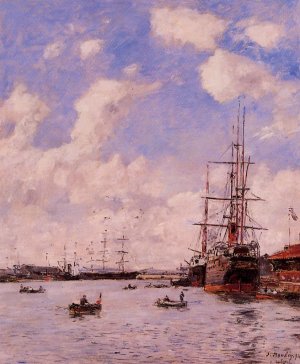 Le Havre, le bassin de l'eure by Eugene-Louis Boudin Oil Painting
