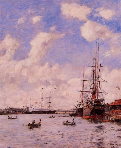 Le Havre, le bassin de l'eure by Eugene-Louis Boudin - Hand-Painted Oil Painting Reproduction