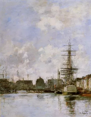 Le Havre, Le Bassin du Commerce by Eugene-Louis Boudin - Oil Painting Reproduction