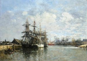 Le Havre, The Boat Basin by Eugene-Louis Boudin Oil Painting
