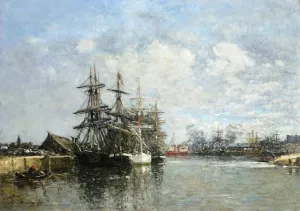 Le Havre, The Boat Basin by Eugene-Louis Boudin Oil Painting