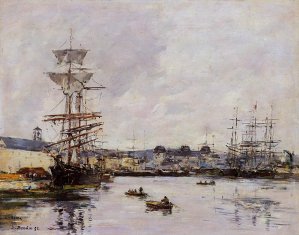 Le Havre, the Casimir Delavigne Basin by Eugene-Louis Boudin Oil Painting