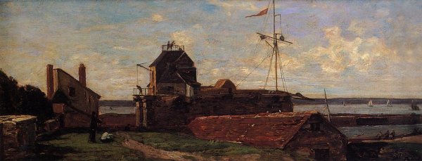 Le Havre, the Frencois I Tower also known as Francois 1 Tower by Eugene-Louis Boudin - Hand-Painted Oil Painting Reproduction