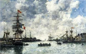 Le Havre, The Outer Harbor by Eugene-Louis Boudin Oil Painting