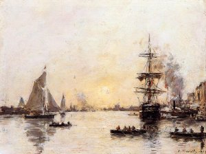 Le Havre, the Outer Port by Eugene-Louis Boudin Oil Painting