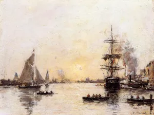 Le Havre, the Outer Port by Eugene-Louis Boudin Oil Painting