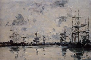 Le Havre, the Port by Eugene-Louis Boudin Oil Painting