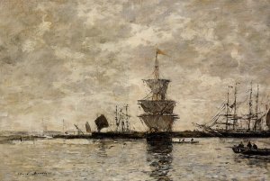Le Havre, the Quarentine Basin by Eugene-Louis Boudin Oil Painting
