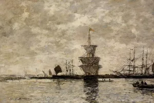 Le Havre, the Quarentine Basin by Eugene-Louis Boudin Oil Painting