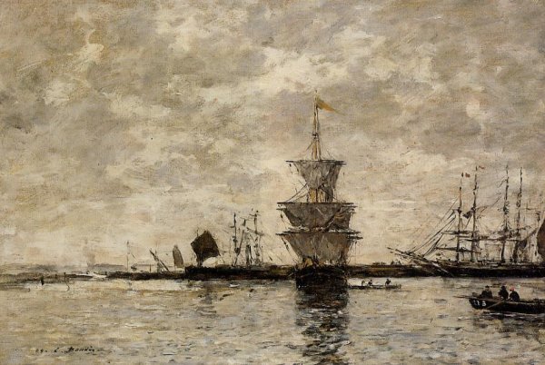 Le Havre, the Quarentine Basin by Eugene-Louis Boudin - Hand-Painted Oil Painting Reproduction