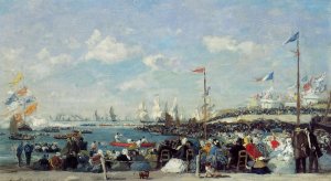 Le Havre, the Regatta Festival by Eugene-Louis Boudin Oil Painting