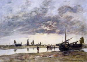 Low Tide at Berck by Eugene-Louis Boudin Oil Painting