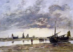 Low Tide at Berck by Eugene-Louis Boudin - Oil Painting Reproduction
