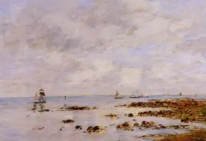 Low Tide at Saint-Vaast-la-Hougue by Eugene-Louis Boudin Oil Painting