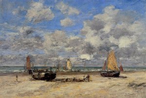 Low Tide at Scheveningen by Eugene-Louis Boudin Oil Painting