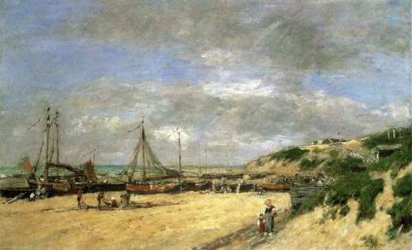 Low Tide at Scheveningue by Eugene-Louis Boudin - Hand-Painted Oil Painting Reproduction