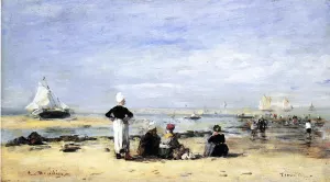 Low Tide at Trouville by Eugene-Louis Boudin - Oil Painting Reproduction