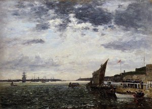 Marines Landing in Brest Harbor by Eugene-Louis Boudin Oil Painting