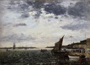 Marines Landing in Brest Harbor by Eugene-Louis Boudin Oil Painting