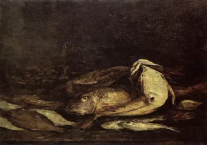Mullet and Fish by Eugene-Louis Boudin Oil Painting