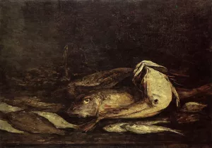 Mullet and Fish Oil painting by Eugene-Louis Boudin
