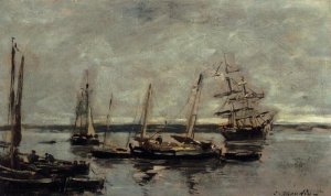 Near Camaret by Eugene-Louis Boudin Oil Painting