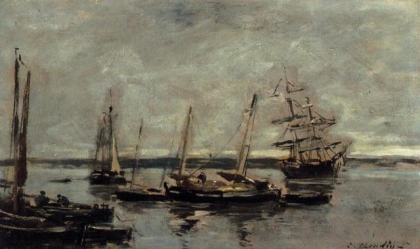Near Camaret by Eugene-Louis Boudin - Hand-Painted Oil Painting Reproduction