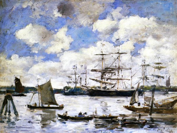 Near Rotterdam by Eugene-Louis Boudin - Hand-Painted Oil Painting Reproduction
