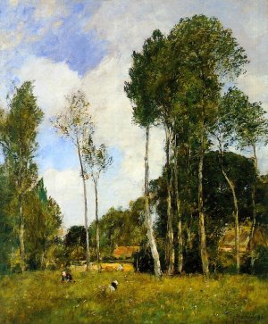 Oiseme Landscape, Near Chartres Oil painting by Eugene-Louis Boudin