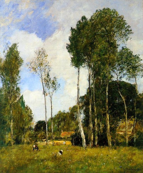 Oiseme Landscape, Near Chartres by Eugene-Louis Boudin - Hand-Painted Oil Painting Reproduction