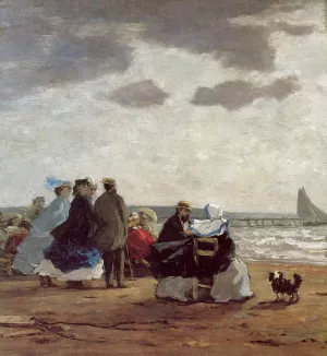On the Beach, Dieppe by Eugene-Louis Boudin - Oil Painting Reproduction