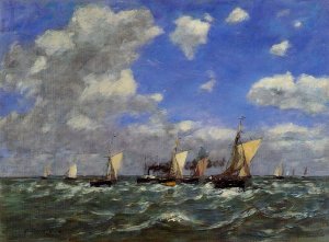 Open Sea by Eugene-Louis Boudin Oil Painting