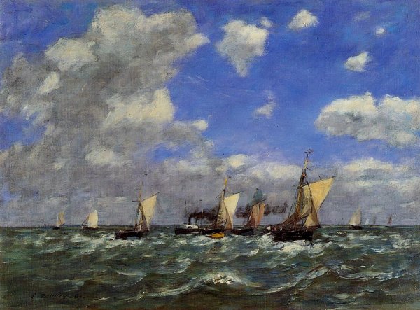 Open Sea by Eugene-Louis Boudin - Hand-Painted Oil Painting Reproduction