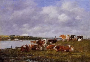Pasturage, the Valley of the Touques by Eugene-Louis Boudin - Oil Painting Reproduction