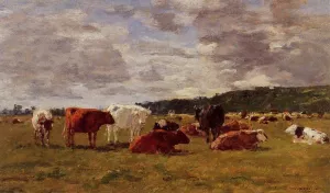 Pasture at Deauville by Eugene-Louis Boudin Oil Painting