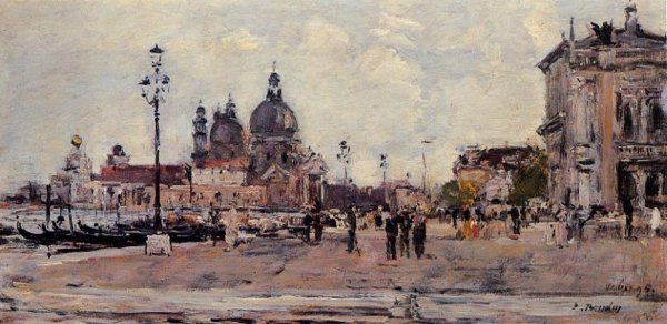 Pier in Venice by Eugene-Louis Boudin - Hand-Painted Oil Painting Reproduction