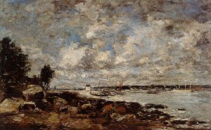 Plougastel, the Ferry Passage by Eugene-Louis Boudin Oil Painting