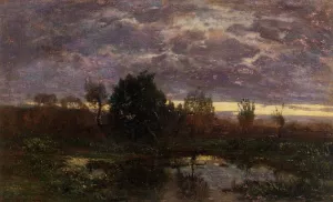 Pond at Sunset by Eugene-Louis Boudin Oil Painting
