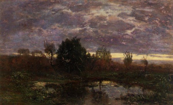Main Product Photo of Pond at Sunset Painting by Eugene-Louis Boudin