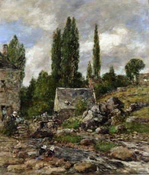 Pont Aven, a Mill by Eugene-Louis Boudin Oil Painting