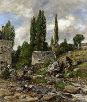 Pont Aven, a Mill by Eugene-Louis Boudin Oil Painting