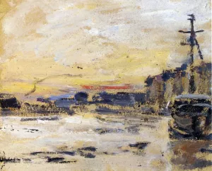Port at Low Tide by Eugene-Louis Boudin Oil Painting