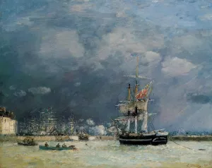 Port du Havre, in the Evening by Eugene-Louis Boudin - Oil Painting Reproduction