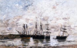 Portrieux, Low Tide by Eugene-Louis Boudin Oil Painting