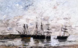 Portrieux, Low Tide by Eugene-Louis Boudin - Oil Painting Reproduction