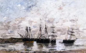 Portrieux, Low Tide by Eugene-Louis Boudin Oil Painting