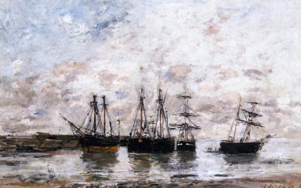 Portrieux, Low Tide by Eugene-Louis Boudin - Hand-Painted Oil Painting Reproduction